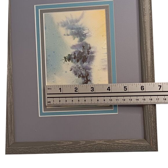 Mary & Joseph Journey To Bethlehem Snow Print Matted And Framed Blue & White VTG - Picture 12 of 15